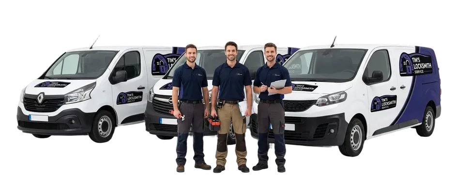 Mobile tech standing with the branded van at a job site covering residential, commercial, automotive, and emergency lockouts at a job stop in San Ysidro, California. Direct dispatch from local service zones for faster response.