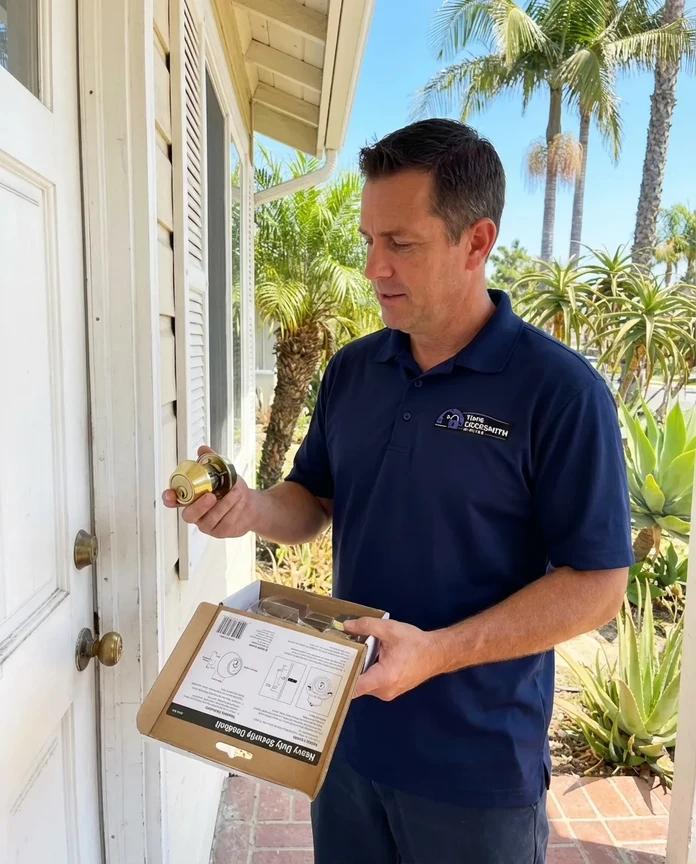 Residential lock installation by Tim's Locksmith Service in Fallbrook