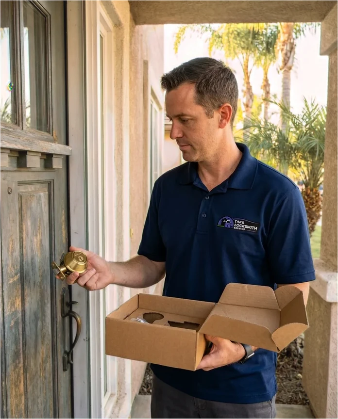 Residential lock installation by Tim's Locksmith Service in Poway