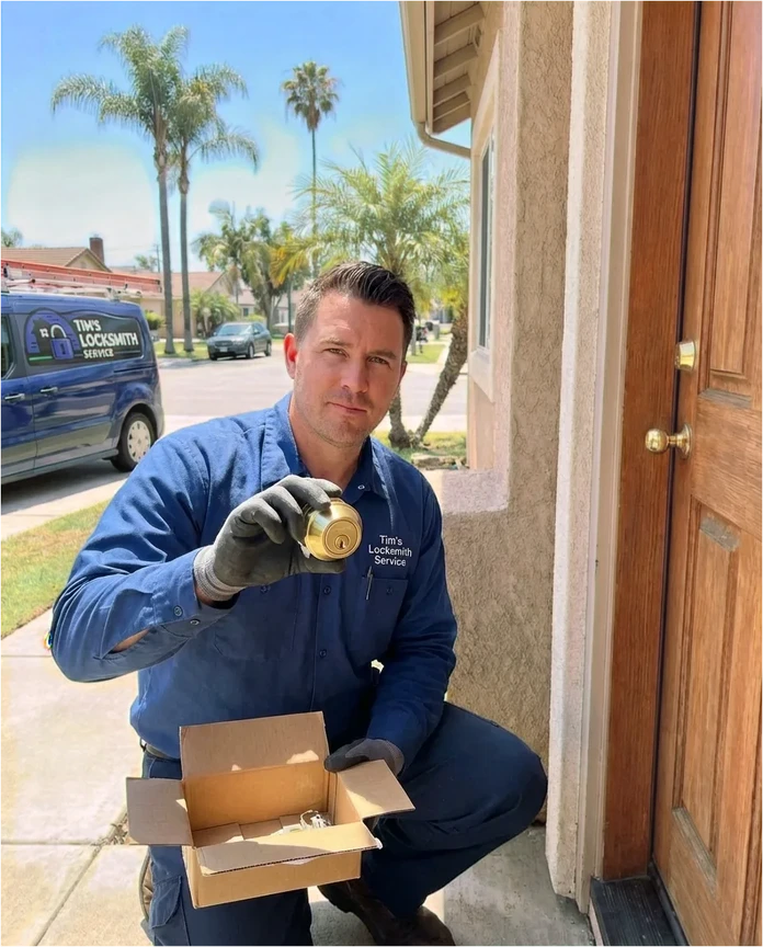 Residential lock installation by Tim's Locksmith Service in Simi Valley