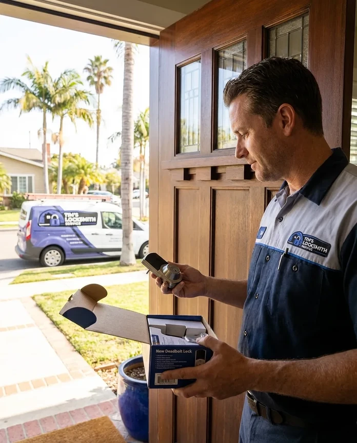 Residential lock installation by Tim's Locksmith Service in Escondido