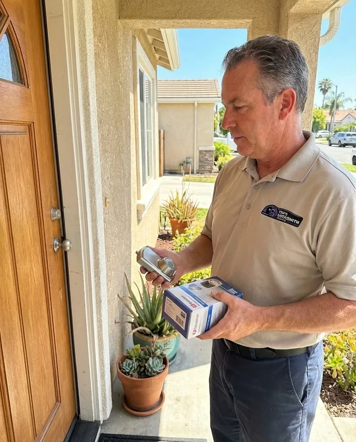 Residential lock installation by Tim's Locksmith Service in Carlsbad