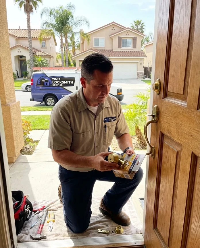Residential lock installation by Tim's Locksmith Service in Fillmore
