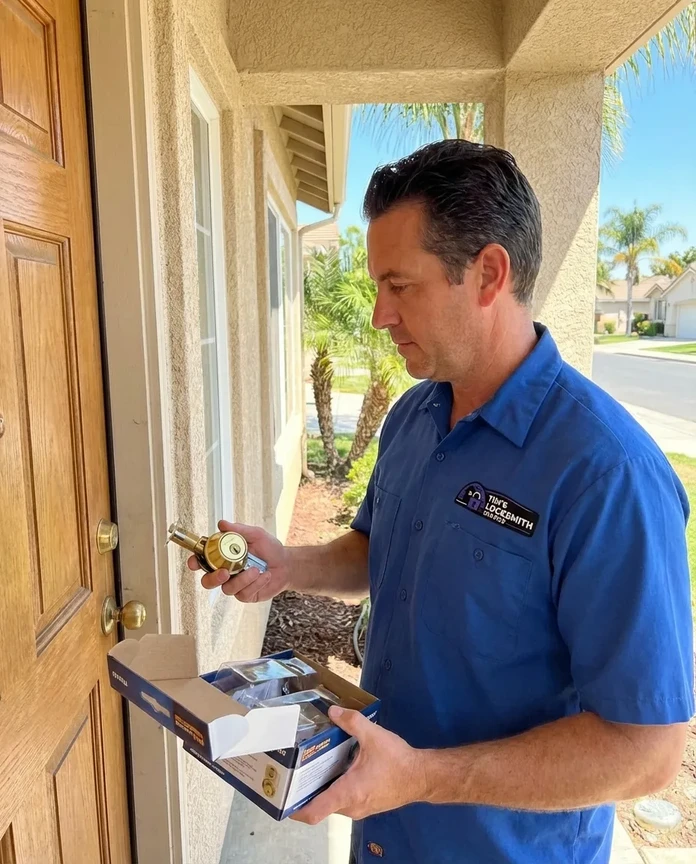 Residential lock installation by Tim's Locksmith Service in San Marcos