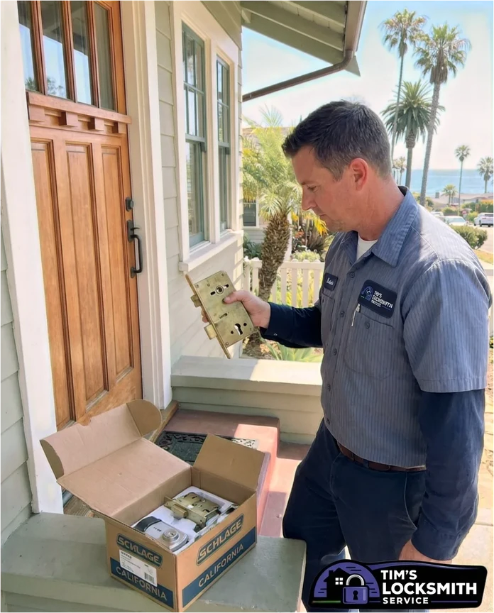 Residential lock installation by Tim's Locksmith Service in Spring Valley