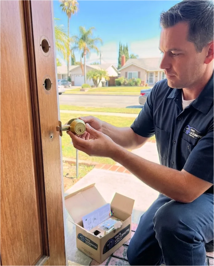 Residential lock installation by Tim's Locksmith Service in Westlake Village
