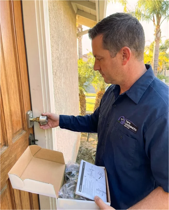 Residential lock installation by Tim's Locksmith Service in Oxnard