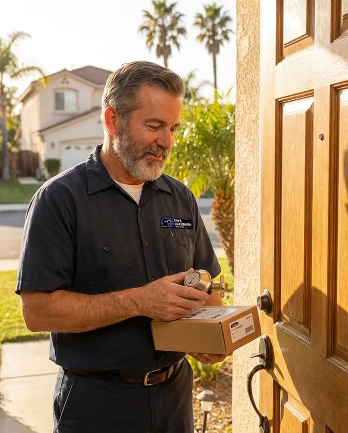 Residential lock installation by Tim's Locksmith Service in Santee