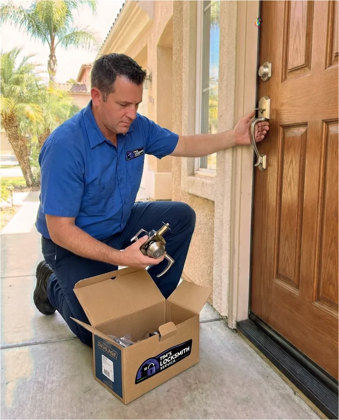 Residential lock installation by Tim's Locksmith Service in Oak Park