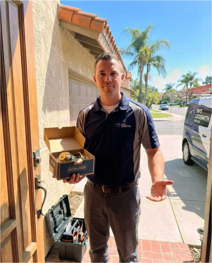 Residential lock installation by Tim's Locksmith Service in Vista