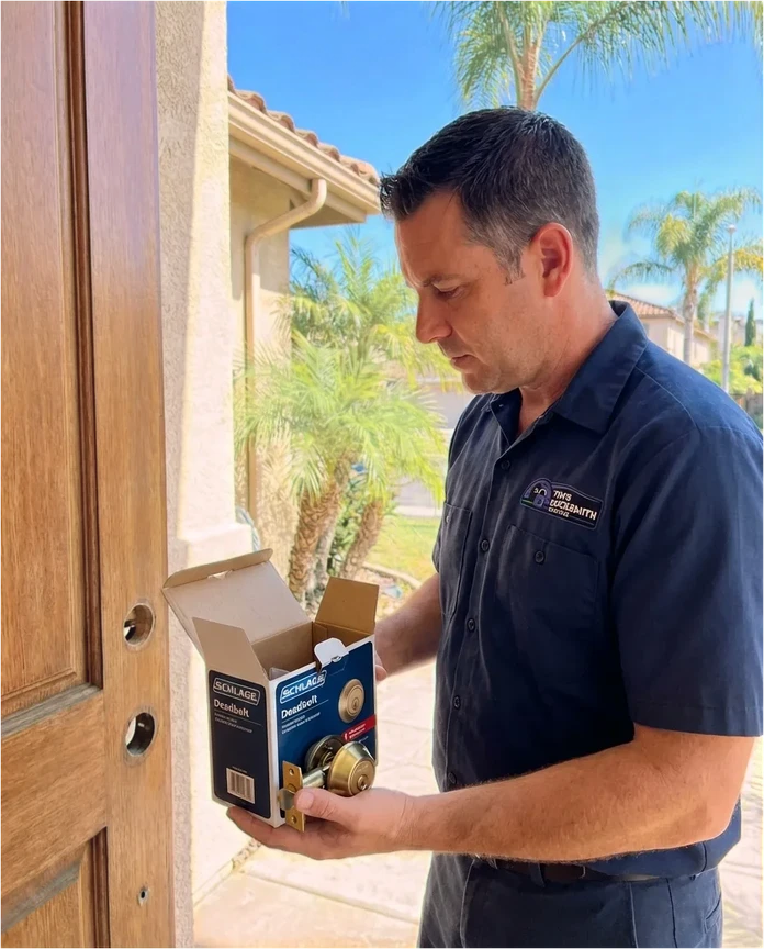 Residential lock installation by Tim's Locksmith Service in Oceanside