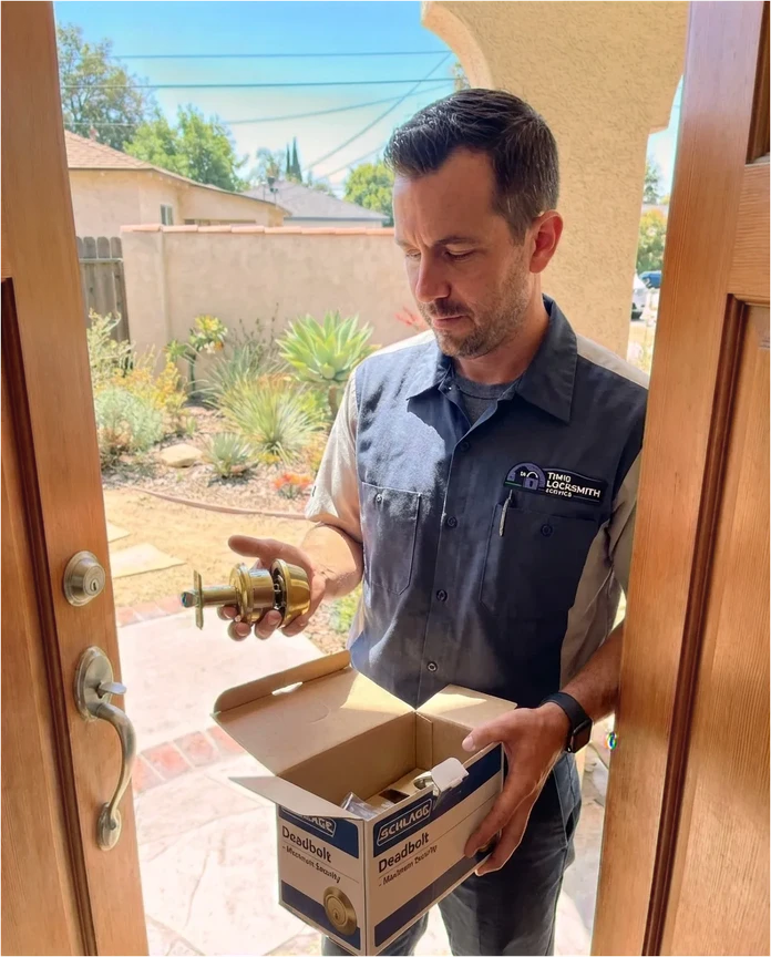 Residential lock installation by Tim's Locksmith Service in Ventura