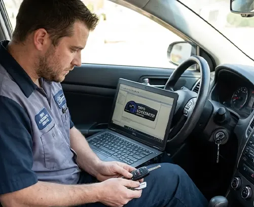 Car key programming with diagnostic laptop