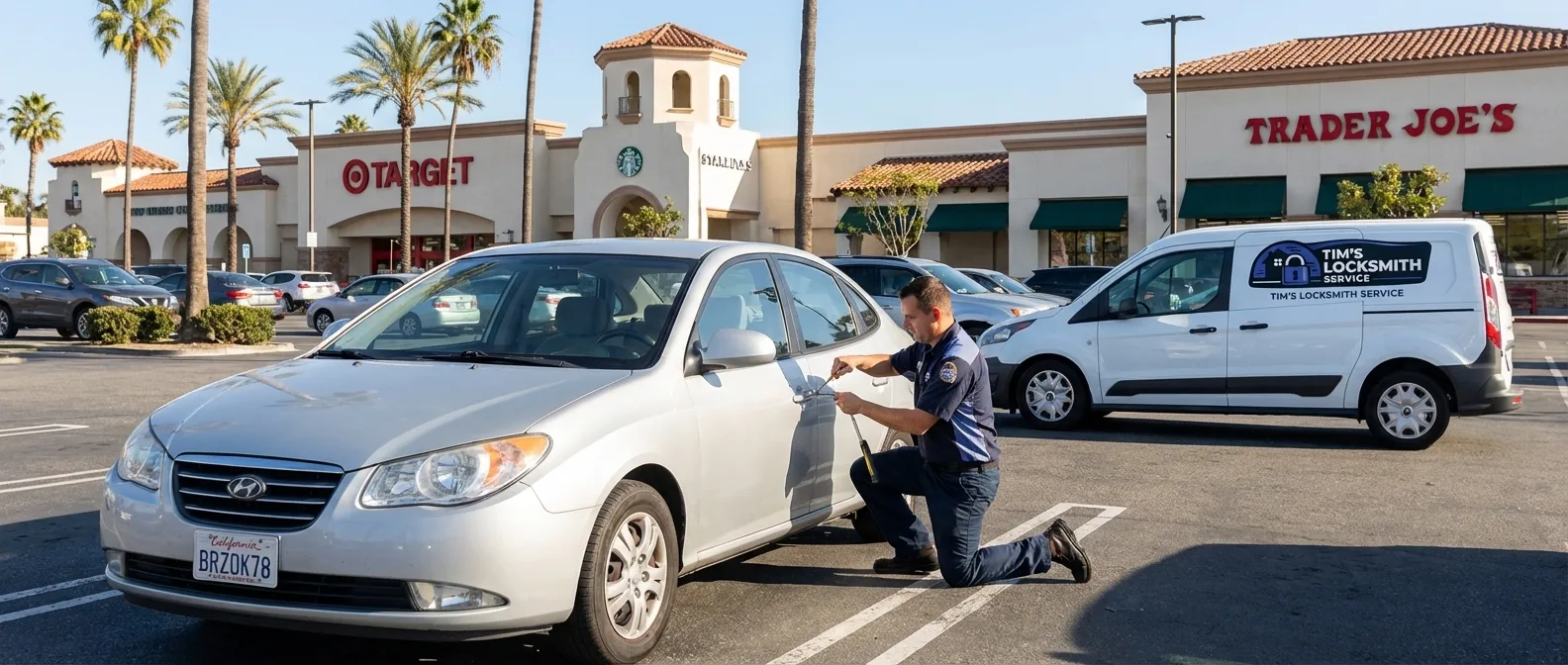 Mobile locksmith technician on a service call