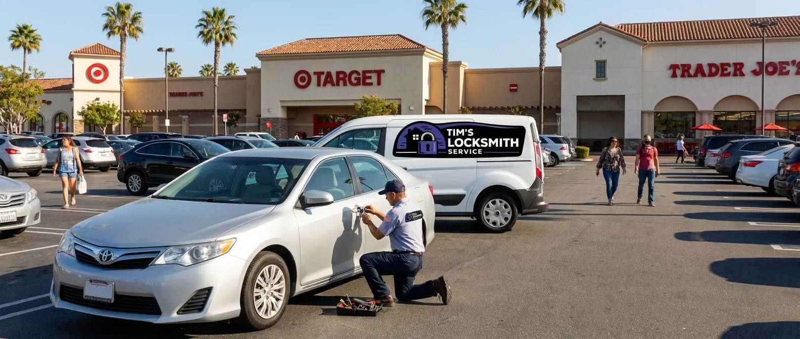 Mobile locksmith technician on a service call
