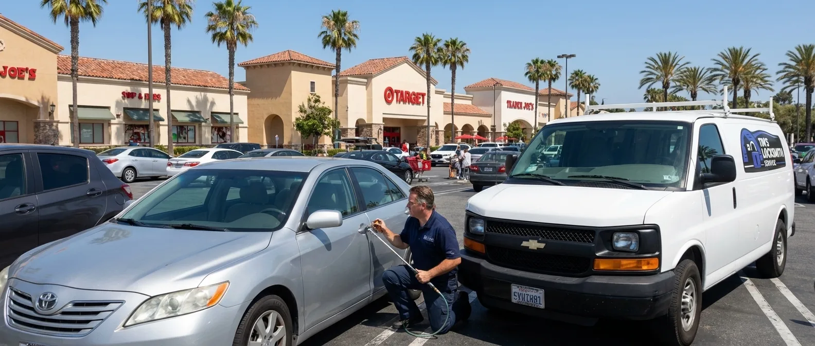 Mobile locksmith technician on a service call