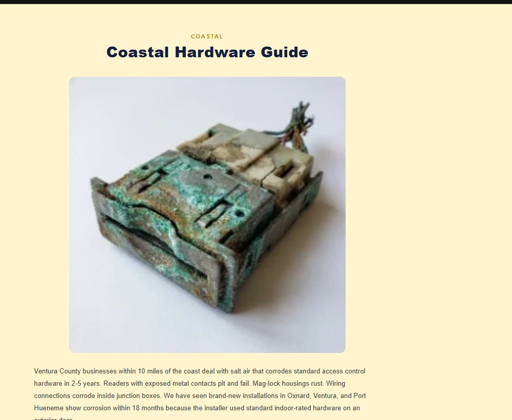 Salt air access control damage