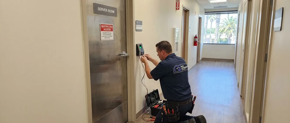 Biometric fingerprint reader server room