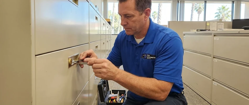 Master key file cabinet system at law office in Westlake Village