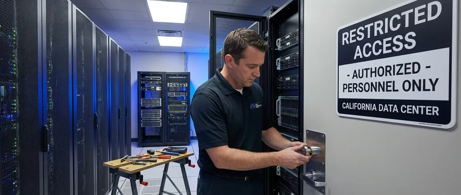 Abloy Protec2 disc detainer at data center in Ventura