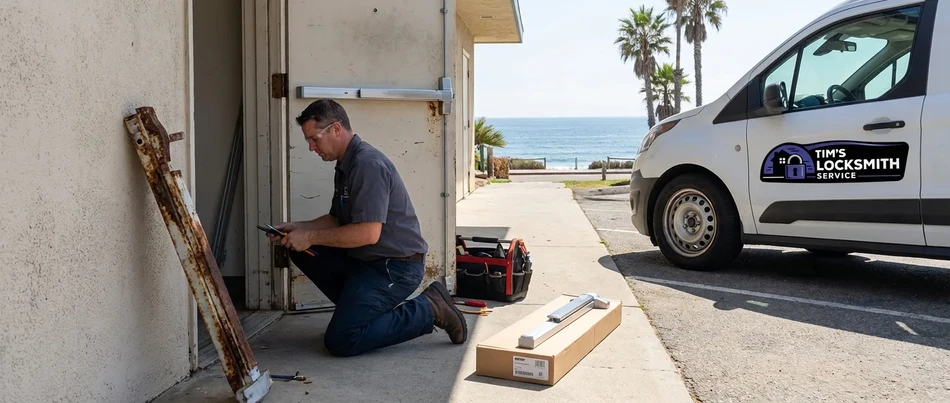 Adams Rite storefront narrow stile exit device in Ventura