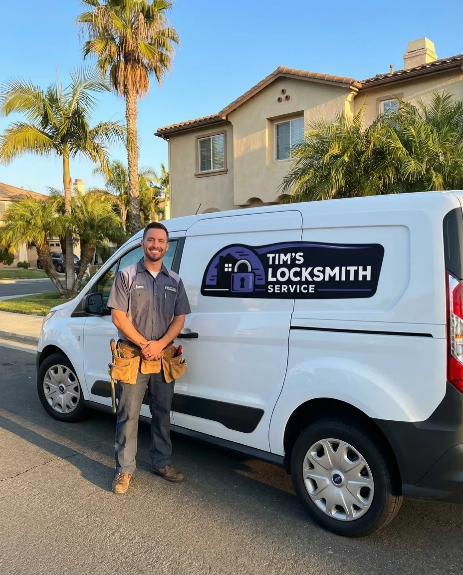 Mobile locksmith providing break-in lock replacement service