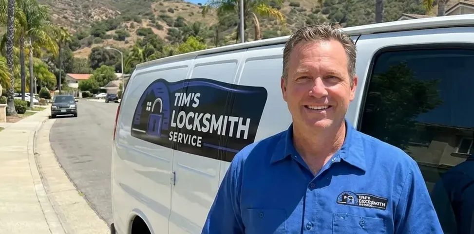 Mobile locksmith technician on a service call