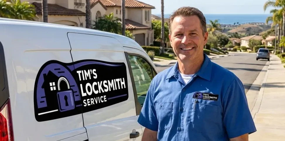 Mobile locksmith technician on a service call