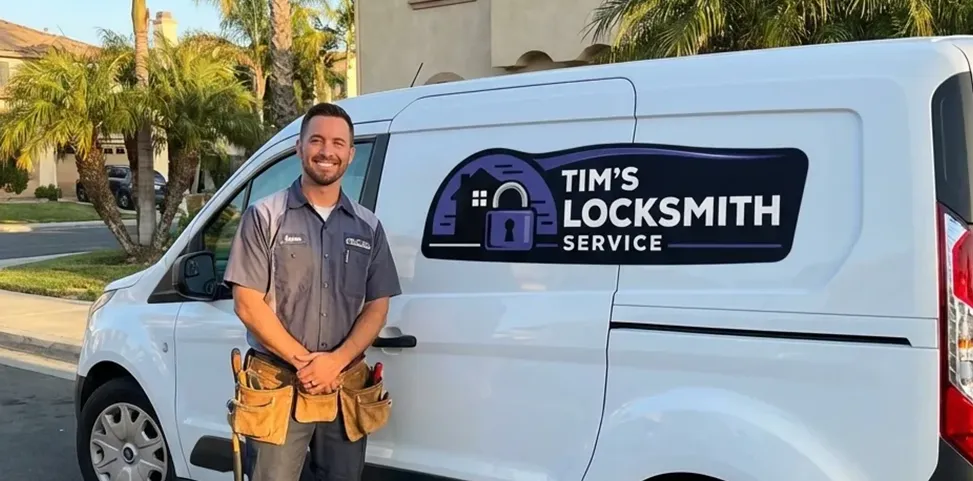Mobile locksmith technician on a service call