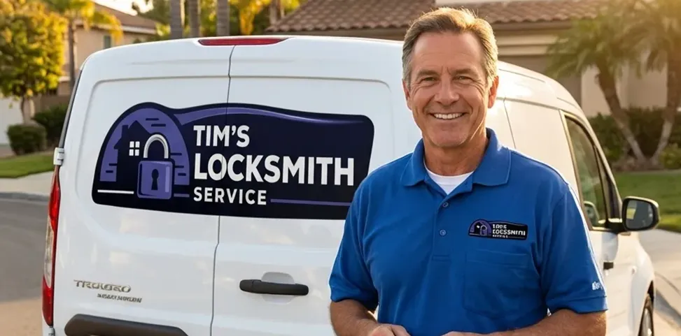 Mobile locksmith technician on a service call