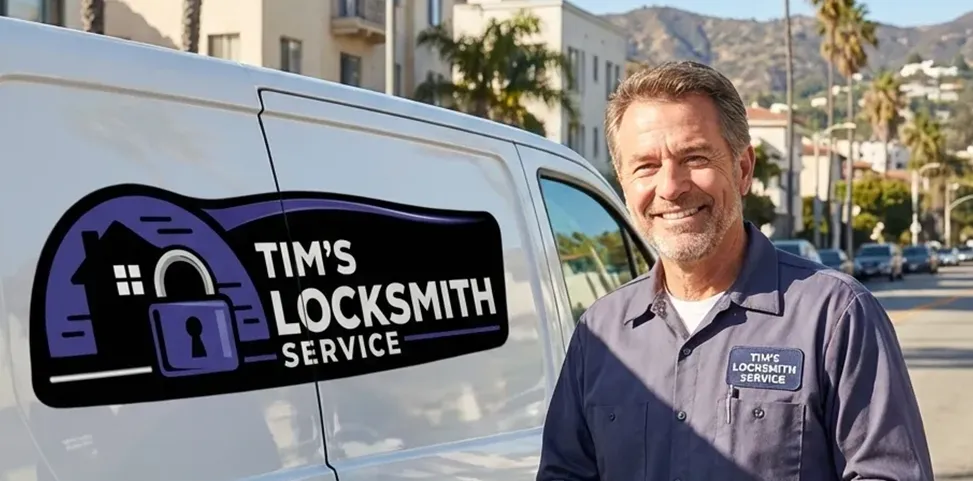 Mobile locksmith technician on a service call