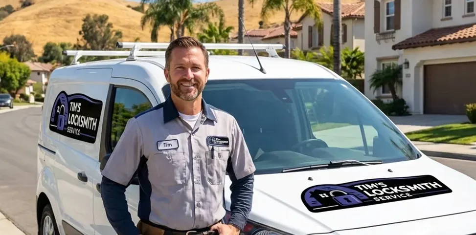 Mobile locksmith technician on a service call