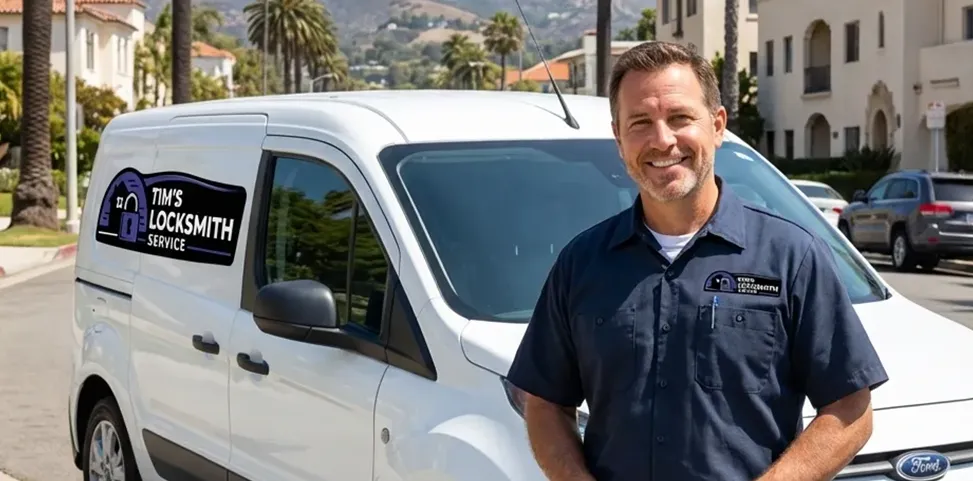 Mobile locksmith technician on a service call
