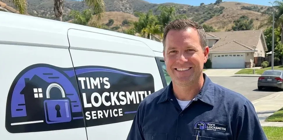 Mobile locksmith technician on a service call
