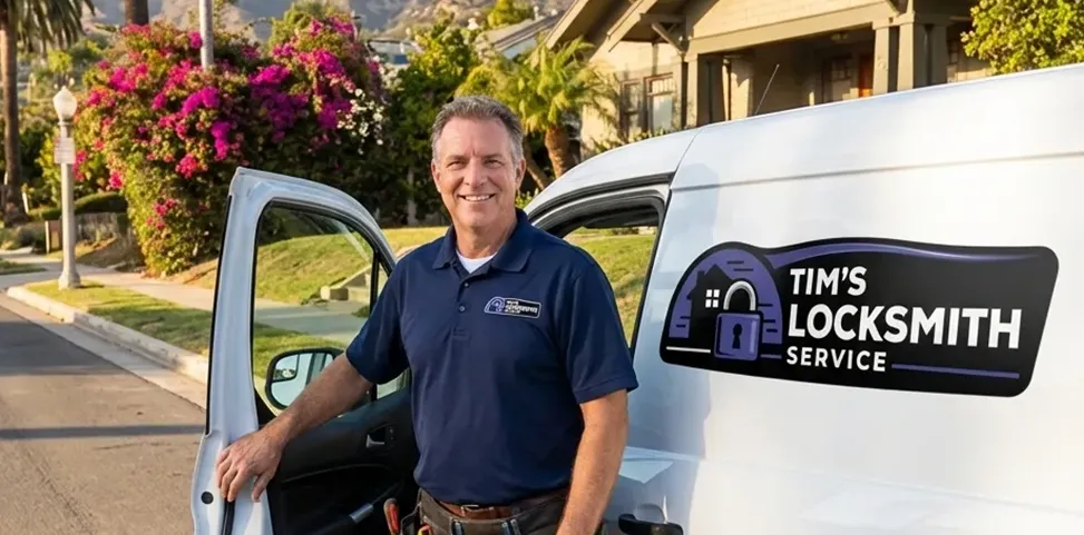 Mobile locksmith technician on a service call
