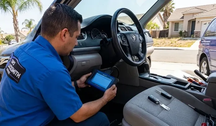 Mobile locksmith providing automotive locksmith services service