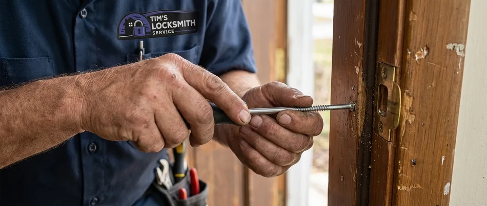 Bore hole drilling for deadbolt prep in Ventura County