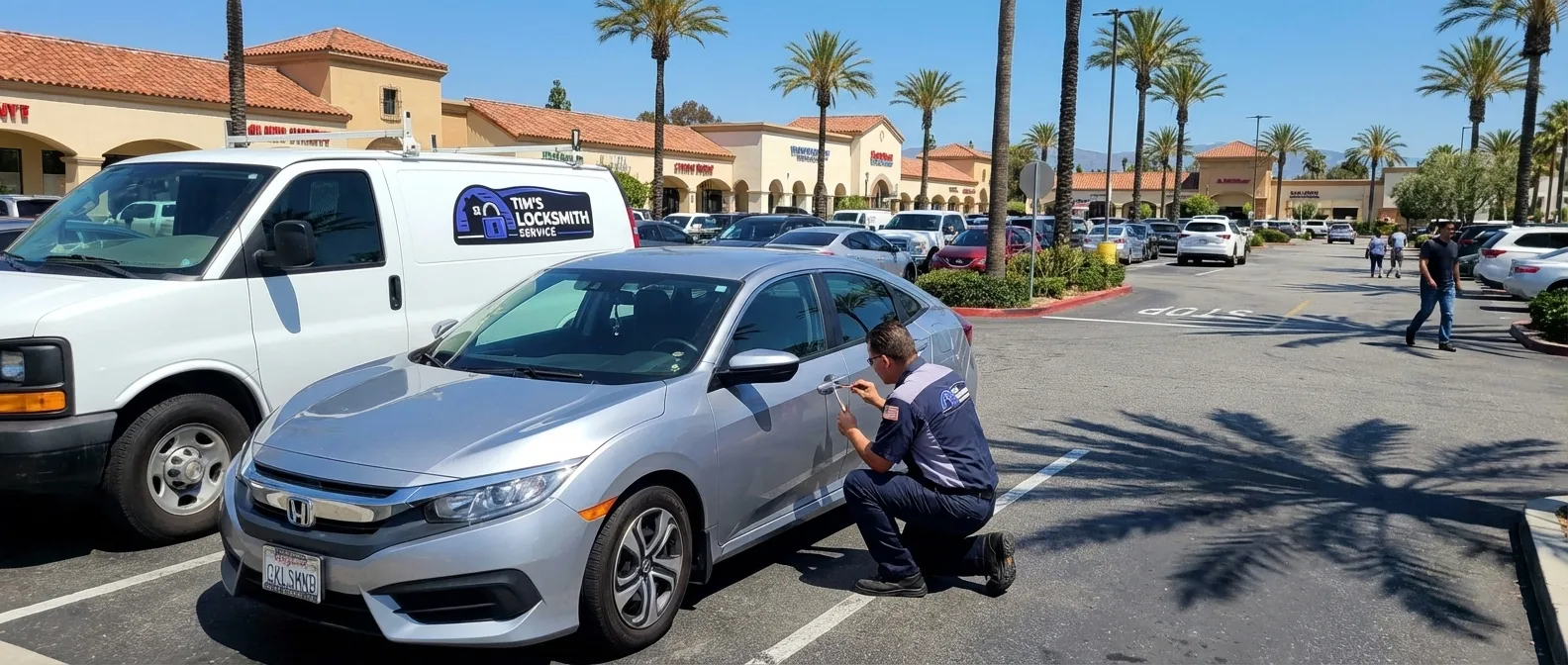 Mobile locksmith technician on a service call