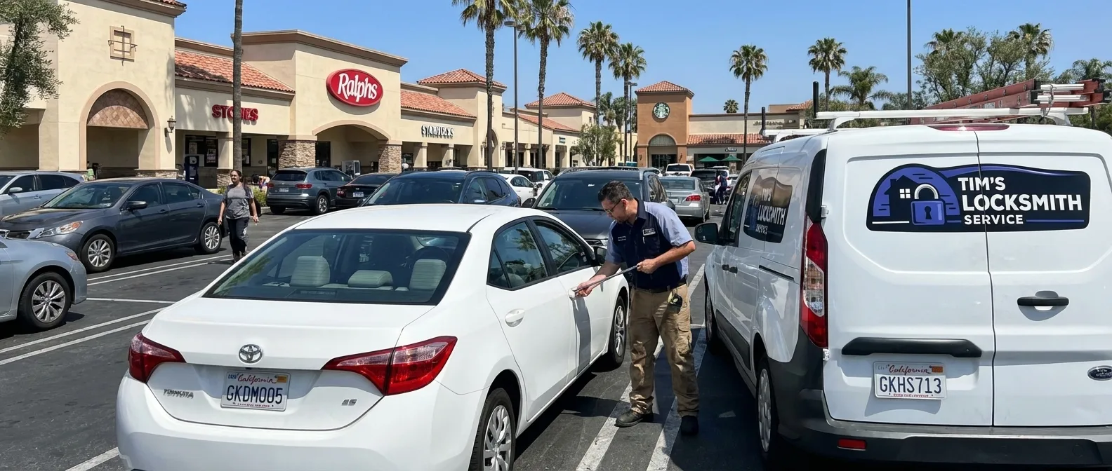 Mobile locksmith technician on a service call