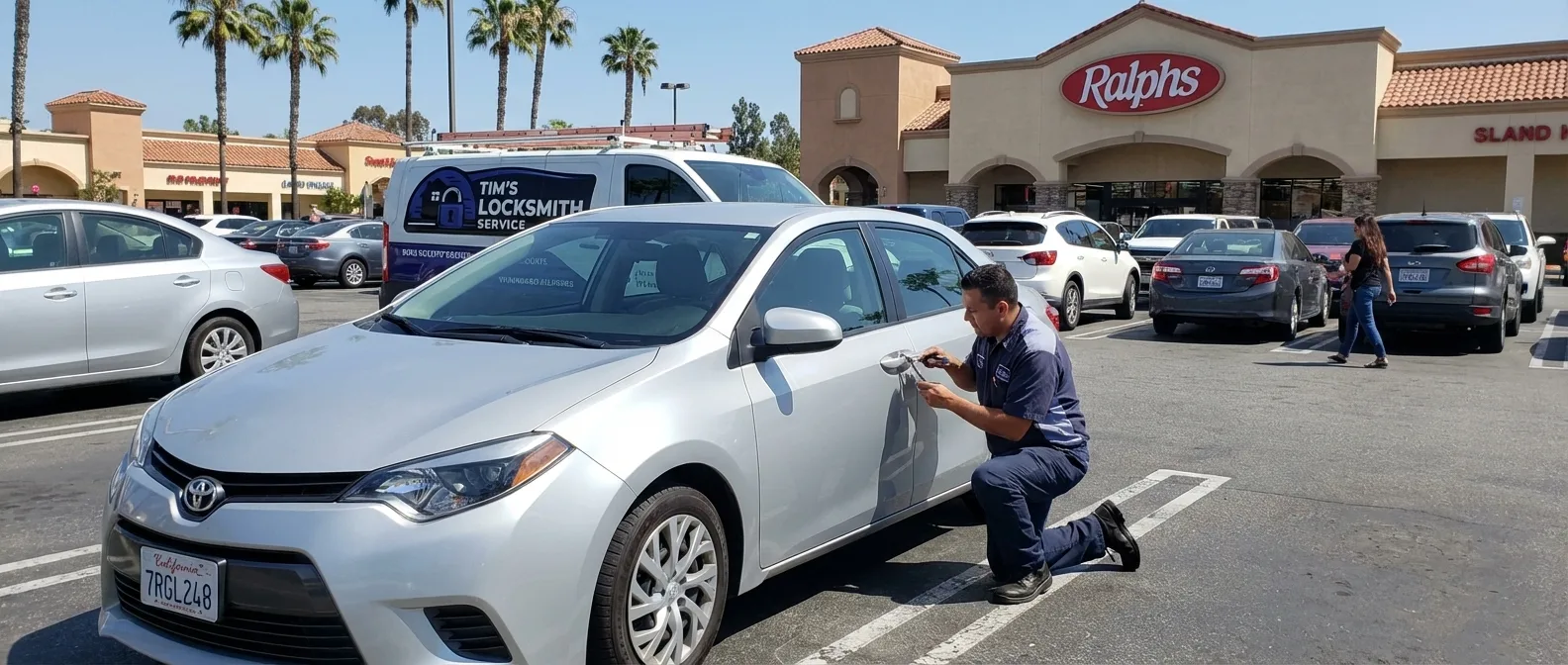 Mobile locksmith technician on a service call