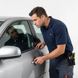 Mobile locksmith cutting a spare car key on site when the dealer quoted a multi-day wait curbside in Oxnard, California. Transponder keys, remote fobs, and push-to-start smart keys cut and programmed on site.