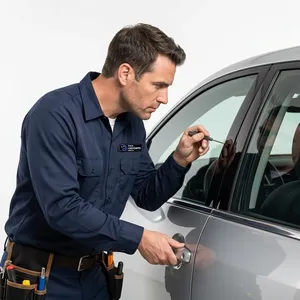 OEM transponder key being flashed into a vehicle's ECU as a replacement for a faded remote at a dealership adjacent lot in San Ysidro, California. Transponder keys, remote fobs, and push-to-start smart keys cut and programmed on site.
