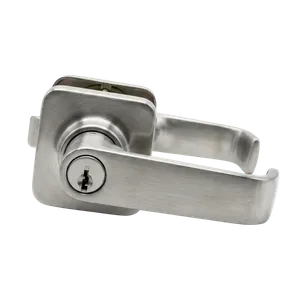 Storefront lever handle being fitted on a glass entry door following an employee offboarding at a storefront in Thousand Oaks, California. Access control integration handled on existing and new doors.