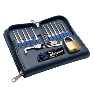 Car lockout solved with automotive picks at the curb when the homeowner's key broke off in the cylinder at a Del Mar, California residence. Van is pre-loaded with automotive and residential lockout tools.