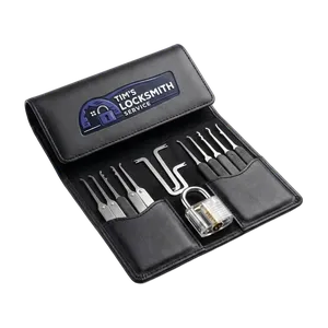 Lock pick set laid out during a front door lockout after a tenant was stranded without a key at a Simi Valley, California storefront. Picks, bypass tools, and auto jigs staged on the van at all times.