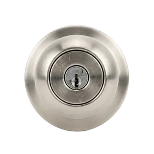 Fresh deadbolt installation on a newly hung door following a break-in attempt that damaged the strike for a homeowner in Spring Valley, California. 316 stainless and solid brass hardware used on coastal exposures that eat standard finishes.