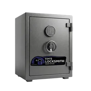 Electronic safe being reprogrammed after a lost code after a lost combination report at a Carpinteria, California commercial address. Commercial floor safes serviced for retail and restaurant accounts.