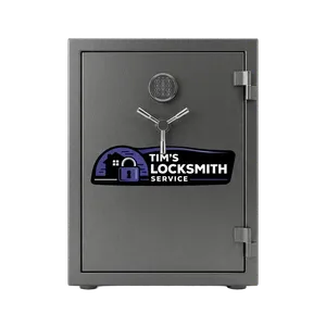 Commercial floor safe relocked after a repair to meet California gun storage requirements at a home in Del Mar, California. Gun safes reprogrammed under California storage rules.