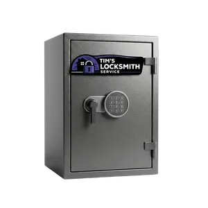 Electronic safe being reprogrammed after a lost code as part of a retail site security refresh at a business in San Ysidro, California. Non-destructive entry preserves resale value on higher-end safes.